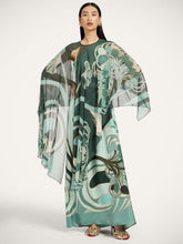La DoubleJ Dark Green Blooming Tulip Silk Chiffon Cape