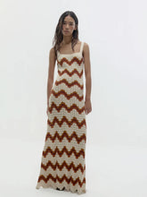 ESCVDO Ivory and Tobacco Marea Crochet Maxi Dress