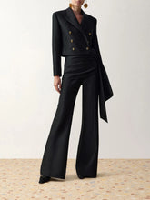 Zimmermann Black Clash Wool-Silk Draped Flared Trousers