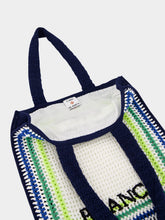 Casablanca White Crochet Stripe Tote Bag