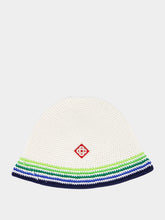 Casablanca White and Blue Stripe Crochet Hat