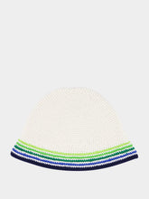 Casablanca White and Blue Stripe Crochet Hat