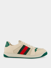 Gucci White and Green Mesh Screener Sneakers