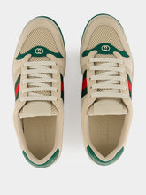 Gucci White and Green Mesh Screener Sneakers