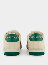 Gucci White and Green Mesh Screener Sneakers
