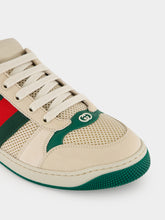 Gucci White and Green Mesh Screener Sneakers