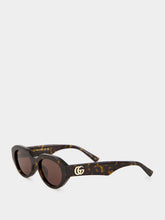 Gucci Brown Tortoiseshell Low Bridge Oval Sunglasses