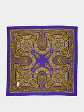Saint Laurent Blue and Yellow Paisley Silk Twill Scarf