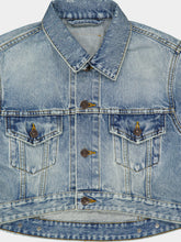 Balenciaga Bleach Light Blue Cropped Curved Denim Jacket