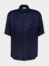 Saint Laurent Prussian Blue Diamond Silk Jacquard Shirt