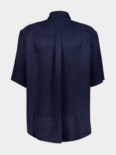 Saint Laurent Prussian Blue Diamond Silk Jacquard Shirt