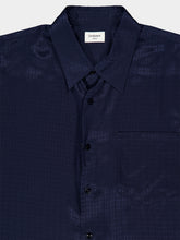 Saint Laurent Prussian Blue Diamond Silk Jacquard Shirt