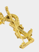 Saint Laurent Patinated Gold Hydrangea Brooch in Metal