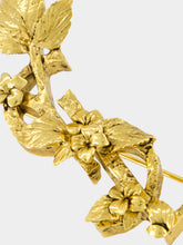 Saint Laurent Patinated Gold Hydrangea Brooch in Metal