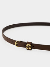 Gucci Dark Brown Thin Leather Belt with Round Buckle