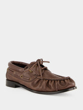 Saint Laurent Paris Brown Leather Boat Loafers
