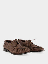 Saint Laurent Paris Brown Leather Boat Loafers