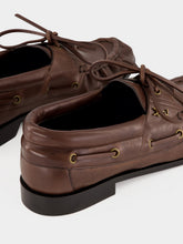 Saint Laurent Paris Brown Leather Boat Loafers
