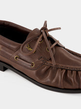 Saint Laurent Paris Brown Leather Boat Loafers