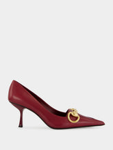 Gucci Burgundy Leather Horsebit Mid-Heel Pumps