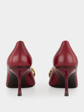 Gucci Burgundy Leather Horsebit Mid-Heel Pumps