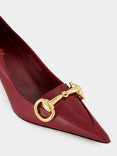 Gucci Burgundy Leather Horsebit Mid-Heel Pumps