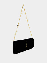 Saint Laurent Black Kate Velvet Clutch Bag