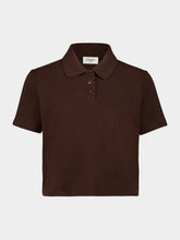 Saint Laurent Caramel Cassandre Cropped Cotton Polo
