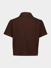 Saint Laurent Caramel Cassandre Cropped Cotton Polo
