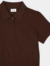 Saint Laurent Caramel Cassandre Cropped Cotton Polo