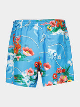 Gucci Blue Floral Print Silk Twill Shorts