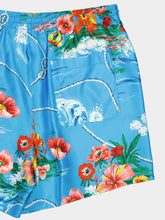 Gucci Blue Floral Print Silk Twill Shorts