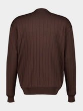 Gucci Dark Brown Ribbed Silk Cotton V-Neck Sweater