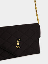 Saint Laurent Black Paris Satin Chain Wallet