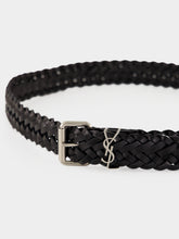 Saint Laurent Black YSL Misfits Braided Leather Belt