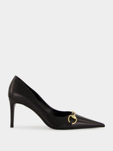 Gucci Black Donna Leather Horsebit Pumps