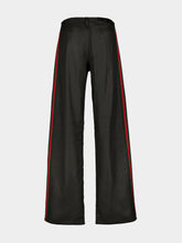 Gucci Black Coated Denim Trousers with Web Stripe