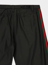 Gucci Black Coated Denim Trousers with Web Stripe