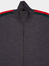 Gucci Dark Grey Fine Wool Zip Jacket with Web