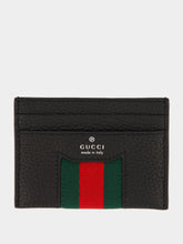 Gucci Black Web Stripe Leather Card Holder