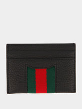 Gucci Black Web Stripe Leather Card Holder