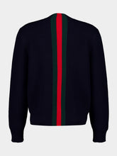 Gucci Dark Blue Ribbed Wool Web Sweater