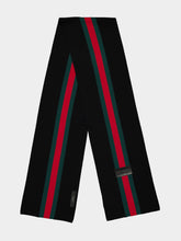 Gucci Black Striped Wool Cashmere Scarf