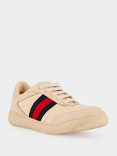 Gucci Beige Web Stripe Low-Top Fabric Sneakers
