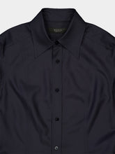 Gucci Ink Blue Silk Long-Sleeve Tailored Shirt