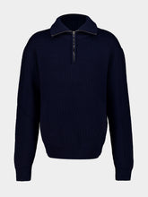 Balenciaga Navy Half-Zip Wool Jumper