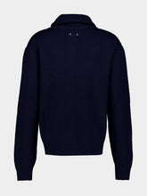 Balenciaga Navy Half-Zip Wool Jumper