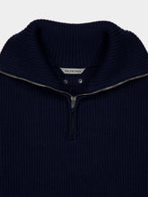 Balenciaga Navy Half-Zip Wool Jumper