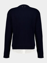 Balenciaga Navy Hybrid Ribbed Knit Shirt Sweater
