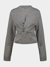 Balenciaga Grey Wool Crewneck Jumper with Knotted Waist
